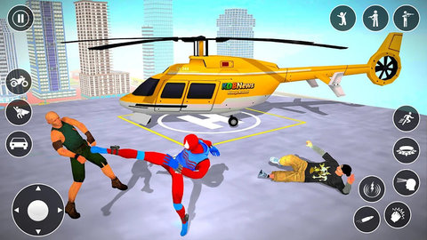 spider hero fighting rope hero
