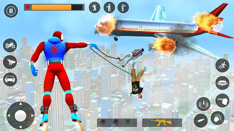 spider hero fighting rope hero