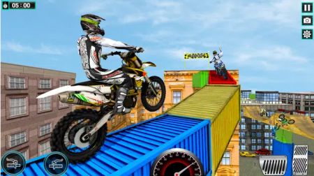 摩托车车顶跳跃特技Dirt Bike Roof Jumping Stunts
