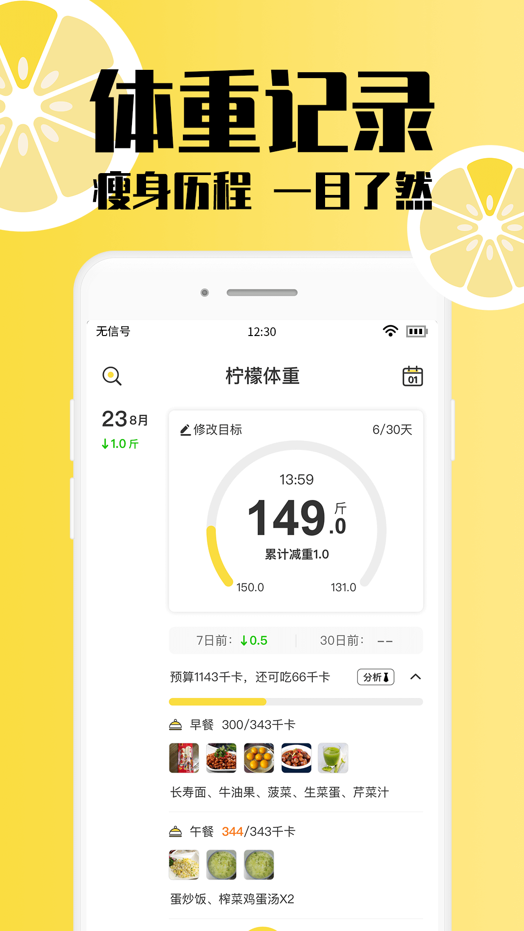 柠檬体重记录 柠檬体重记录