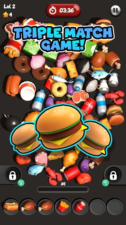 匹配美食3d游戏(food match 3d)